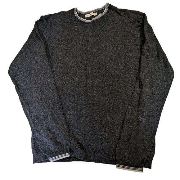 AGAVE DENIM Koa Cotton Contrast Trim Fine Gauge Knit Crew Sweater Large - Picture 1 of 5